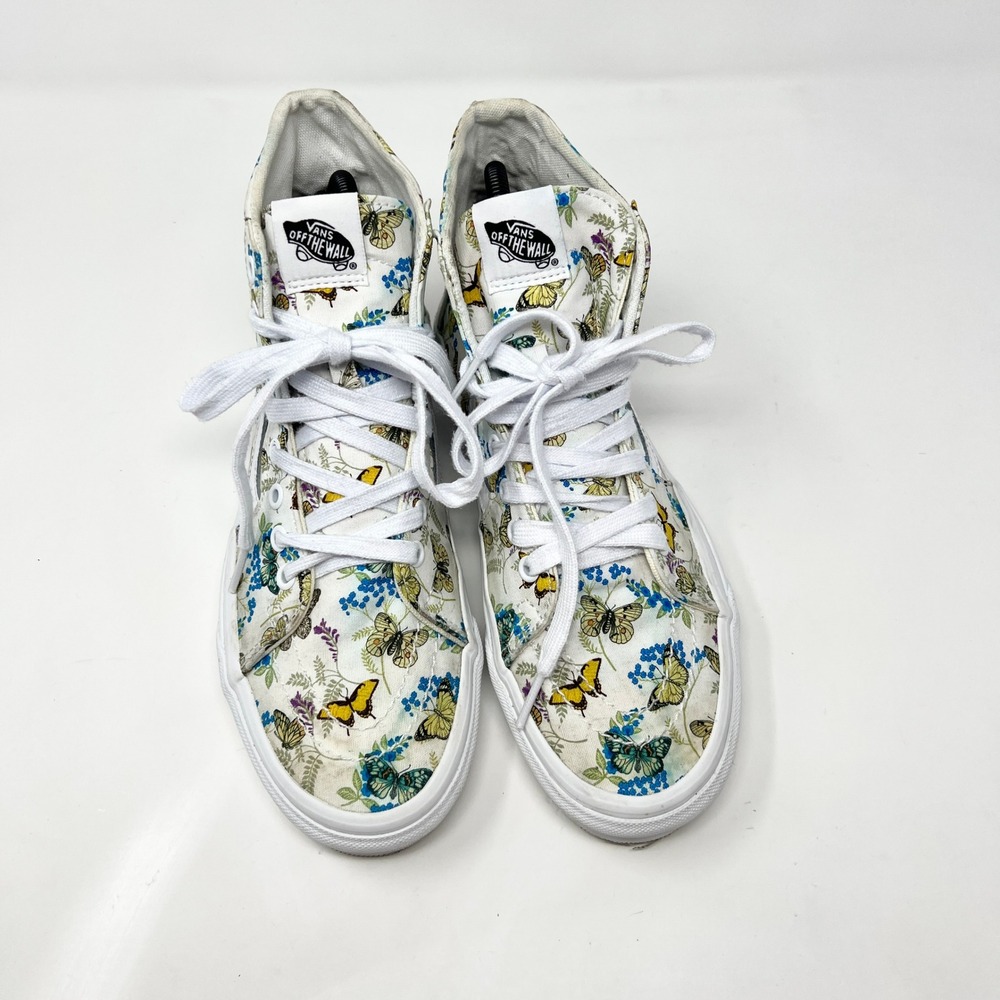 Vans Sk8-Hi Butterfly Floral White High Top Sneakers Mens Size 8 Womens 9.5 - Picture 8 of 14
